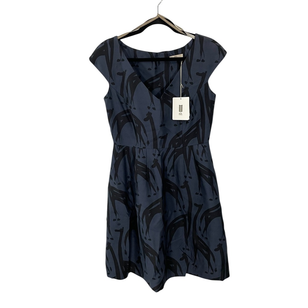 NWT Orla Kiely Painterly Giraffe V Neck Dress Ink US 8 Short UK 12 FR 40